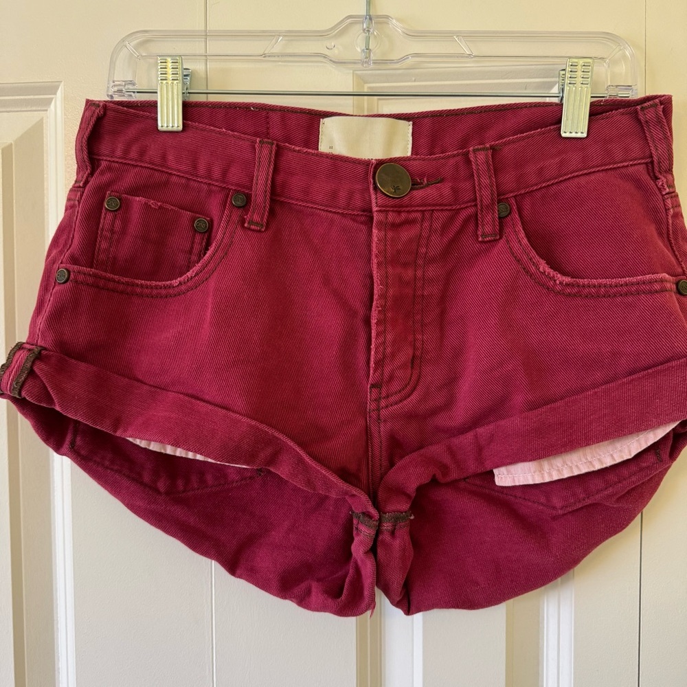 One Teaspoon Women's Red Jean Shorts